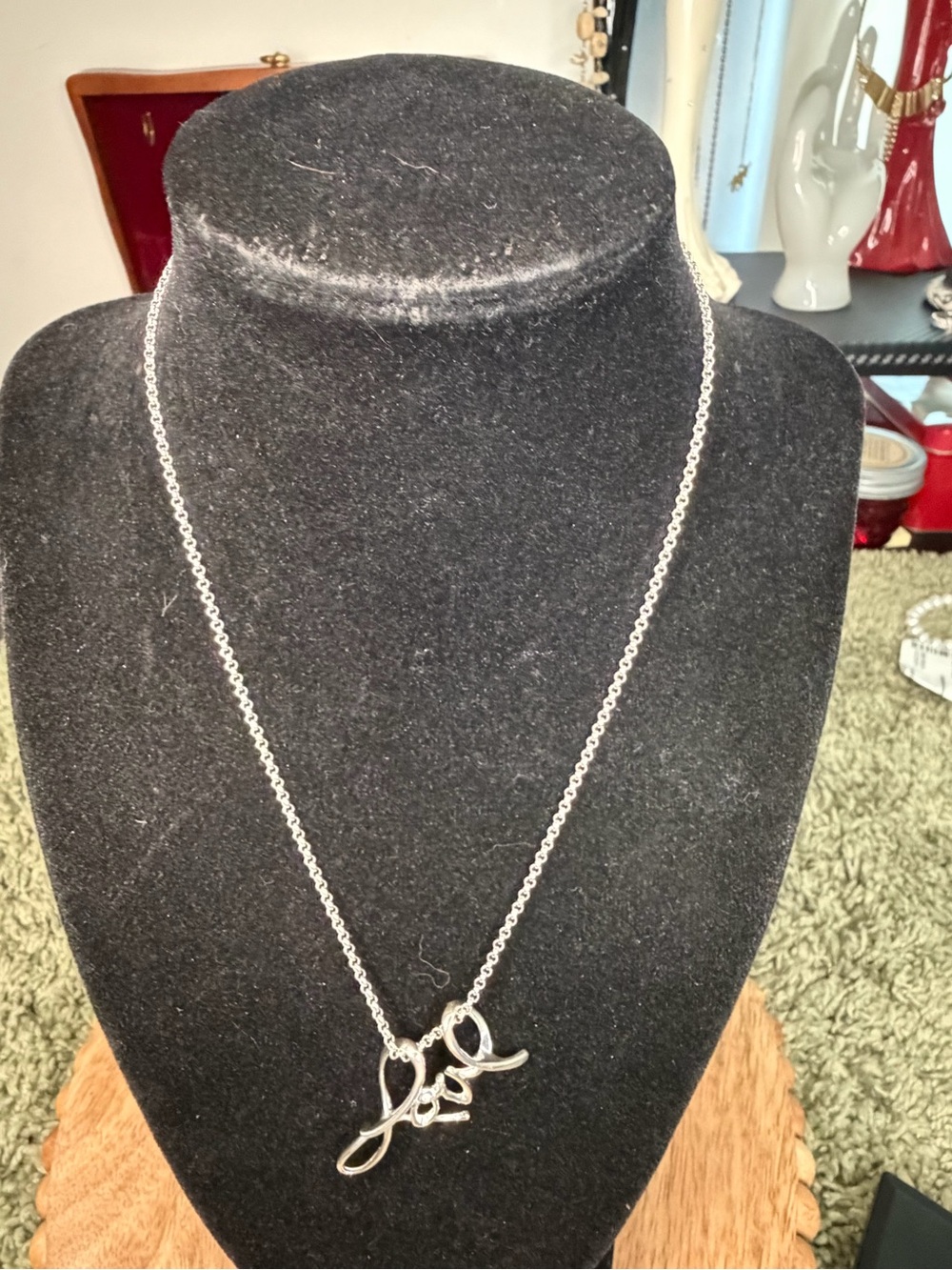 Sterling Silver 'Love' Script Pendant Necklace - Women Jewelry